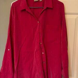 Chico's Button-Down Shirt in Deep Pink